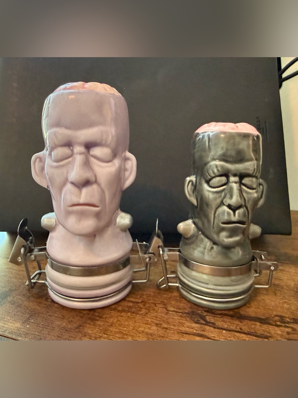 Contained Art Frankenstein Head Ceramic Jars- Purple & Grey